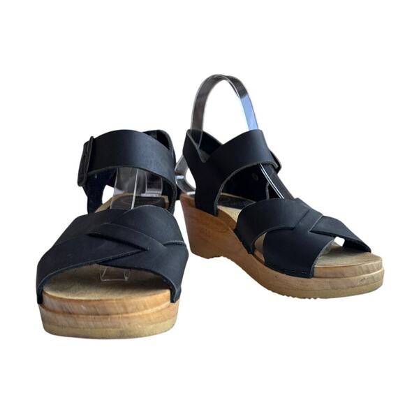 No. 6 Store Shelby Clog on Mid Wedge in Black Leather Size 38 - Picture 1 of 8